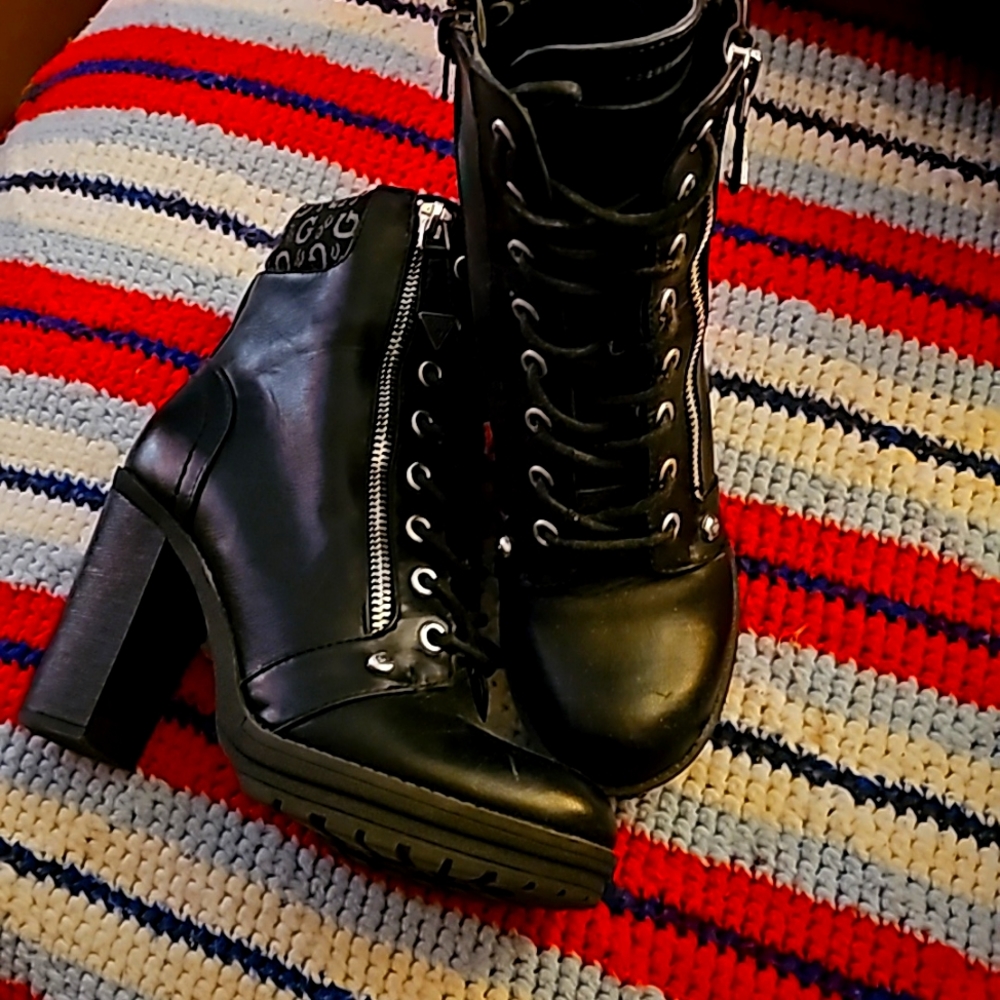 Guess black and silver boots, size 5.5